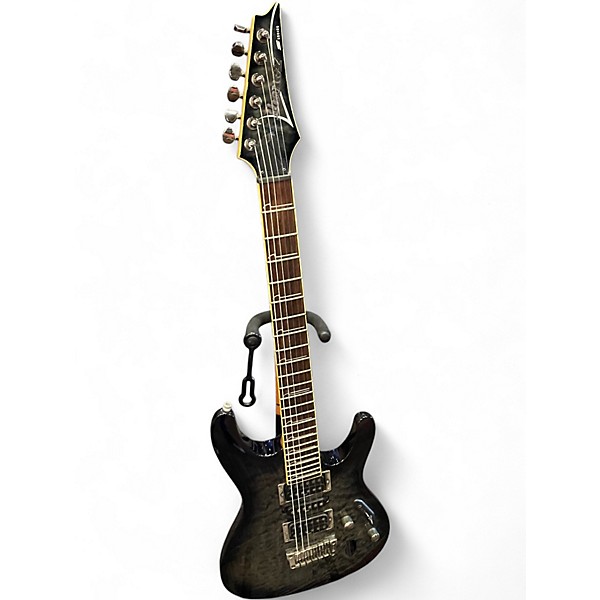 Used Ibanez S571DXQM Trans Black Solid Body Electric Guitar