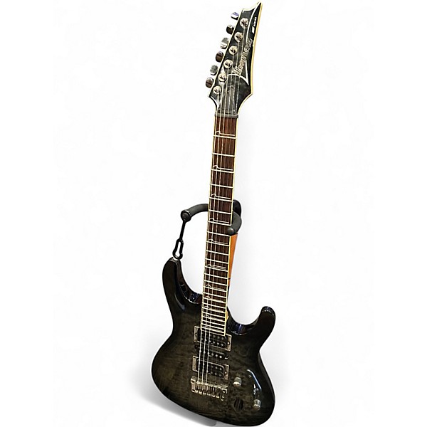 Used Ibanez S571DXQM Trans Black Solid Body Electric Guitar