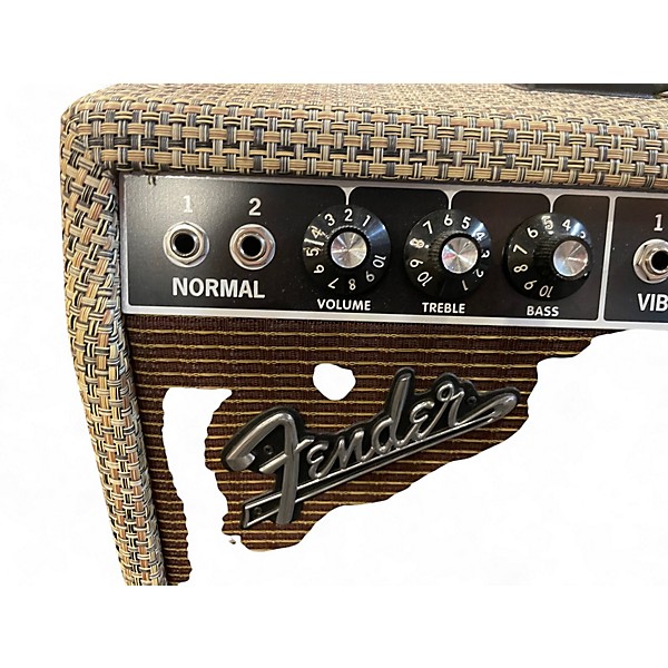 Used Fender Deluxe Reverb Chilewich Bark Tweed Tube Guitar Combo Amp