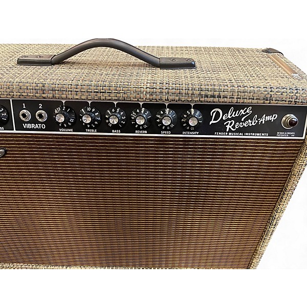 Used Fender Deluxe Reverb Chilewich Bark Tweed Tube Guitar Combo Amp