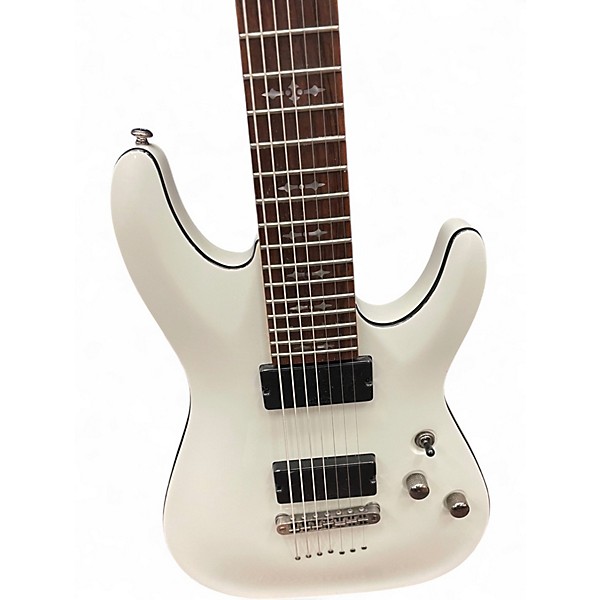 Used Schecter Guitar Research Demon 7 String Vintage White Solid Body Electric Guitar