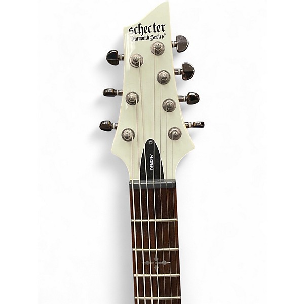 Used Schecter Guitar Research Demon 7 String Vintage White Solid Body Electric Guitar