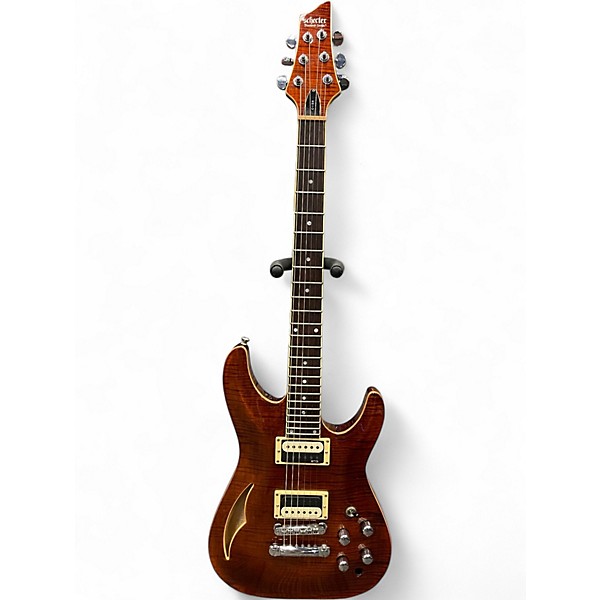 Used Schecter Guitar Research C1 E/A Modded Natural Hollow Body Electric Guitar