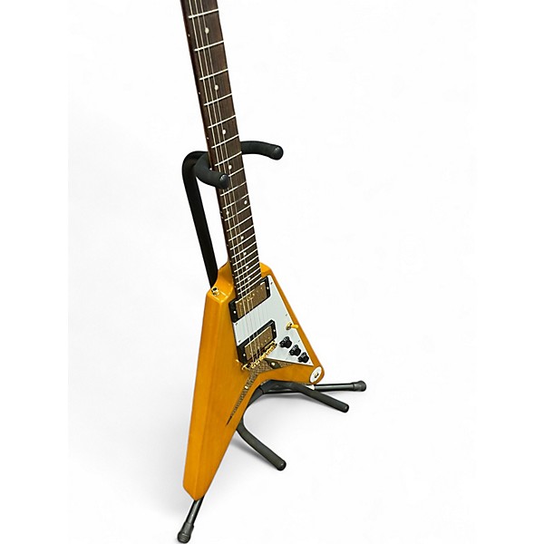Used Epiphone inspired by gibson 1958 korina flying v Natural Solid Body Electric Guitar