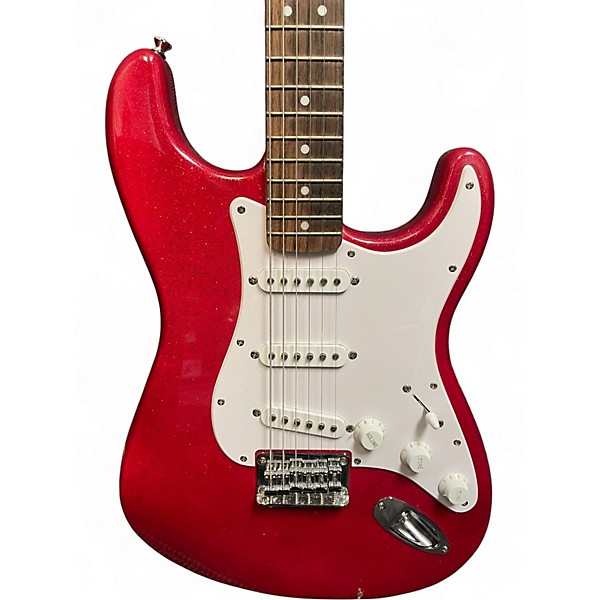 Used Squier Bullet Stratocaster Hardtail Red Sparkle Solid Body Electric Guitar