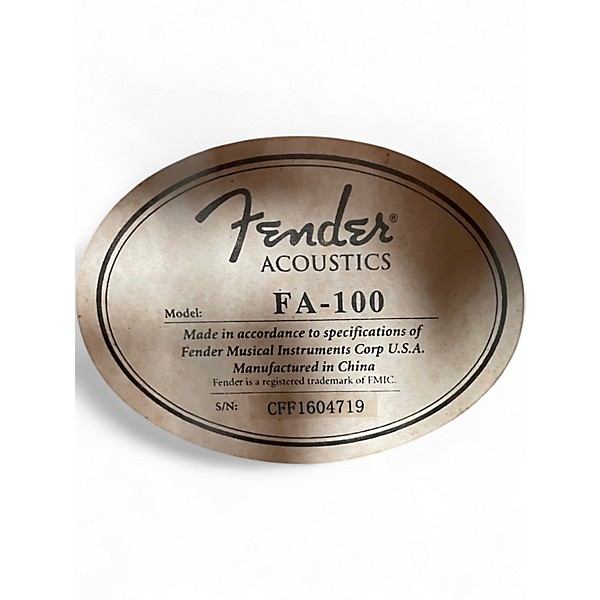 Used Fender FA100 2 Color Sunburst Acoustic Guitar