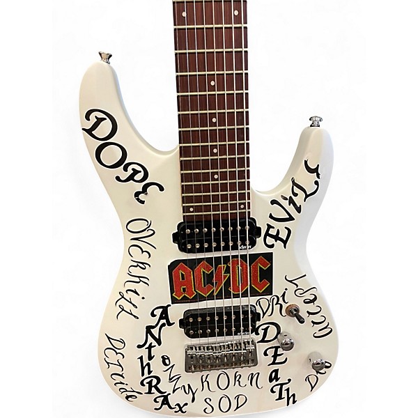 Used Schecter Guitar Research C8 Deluxe White Solid Body Electric Guitar