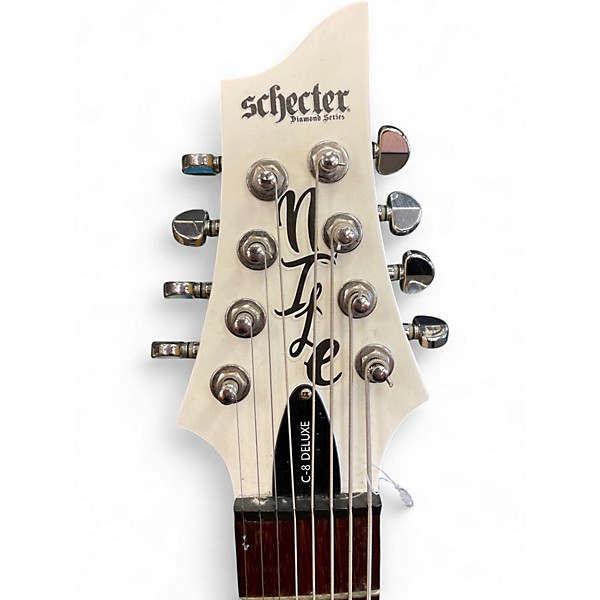 Used Schecter Guitar Research C8 Deluxe White Solid Body Electric Guitar