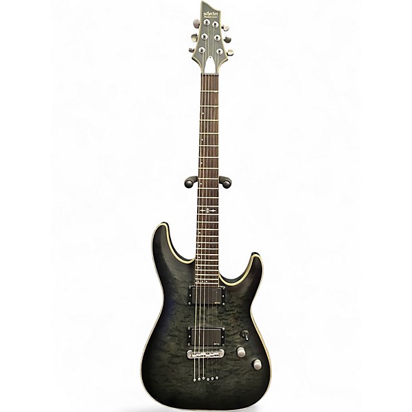 Used Schecter Guitar Research C1 Platinum Trans Black Solid Body Electric Guitar