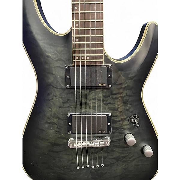 Used Schecter Guitar Research C1 Platinum Trans Black Solid Body Electric Guitar