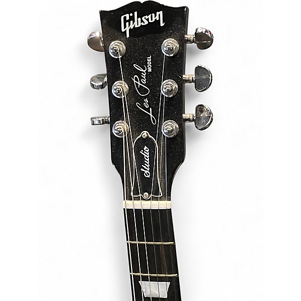 Used 2010 Gibson Les Paul Studio Black and Silver Solid Body Electric Guitar