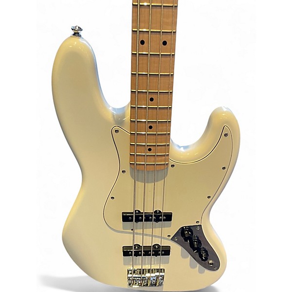 Used Squier Jazz Bass White Electric Bass Guitar