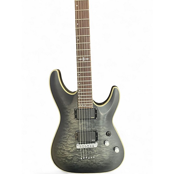 Used Schecter Guitar Research C1 Platinum Trans Black Solid Body Electric Guitar