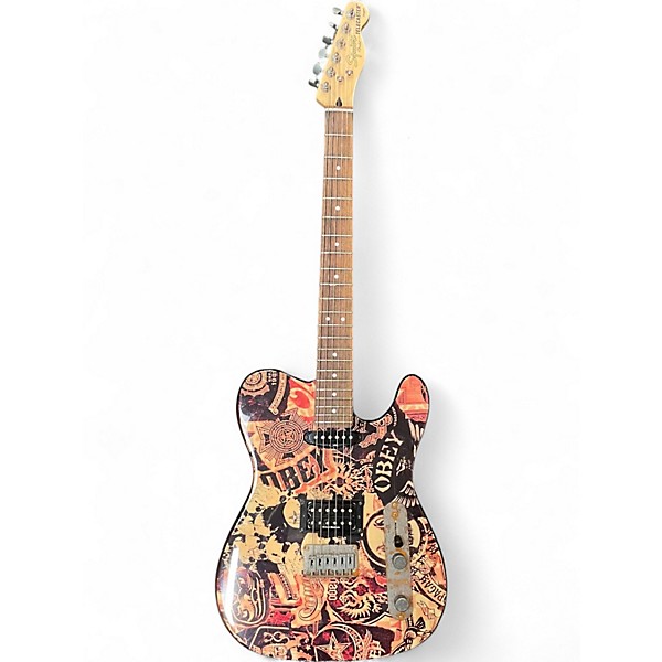 Used Squier Obey Propaganda Telecaster Custom Graphic Solid Body Electric Guitar