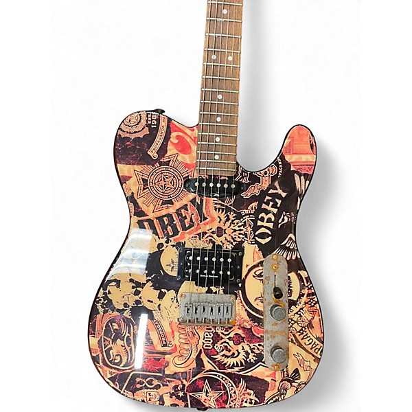 Used Squier Obey Propaganda Telecaster Custom Graphic Solid Body Electric Guitar