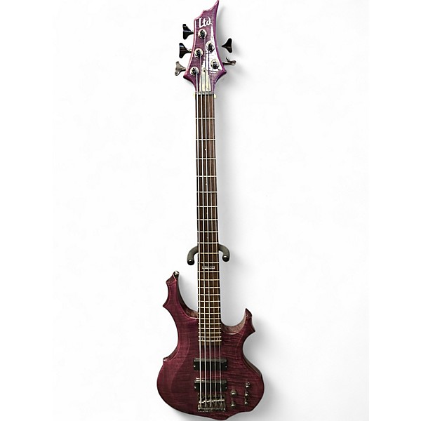 Used ESP LTD F155DX 5 String Trans Purple Electric Bass Guitar