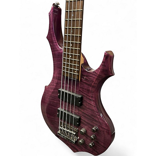 Used ESP LTD F155DX 5 String Trans Purple Electric Bass Guitar