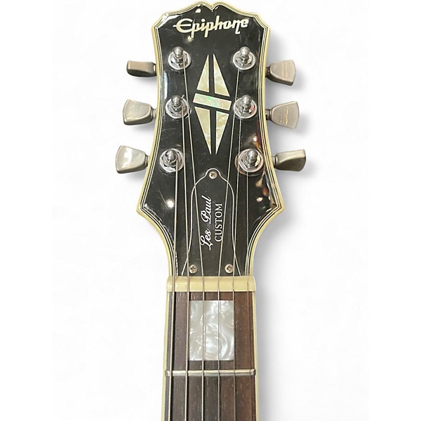 Used Epiphone Les Paul Custom Black and White Solid Body Electric Guitar