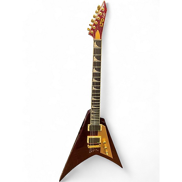 Used ESP LTD KH-V Kirk Hammett Signature Red Sparkle Solid Body Electric Guitar