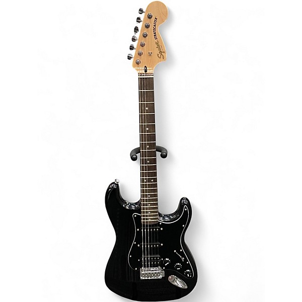 Used Squier Stratocaster HSS Metallic Black Solid Body Electric Guitar