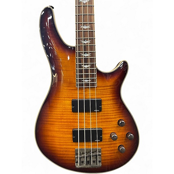 Used Schecter Guitar Research Omen Extreme 4 String Vintage Sunburst Electric Bass Guitar