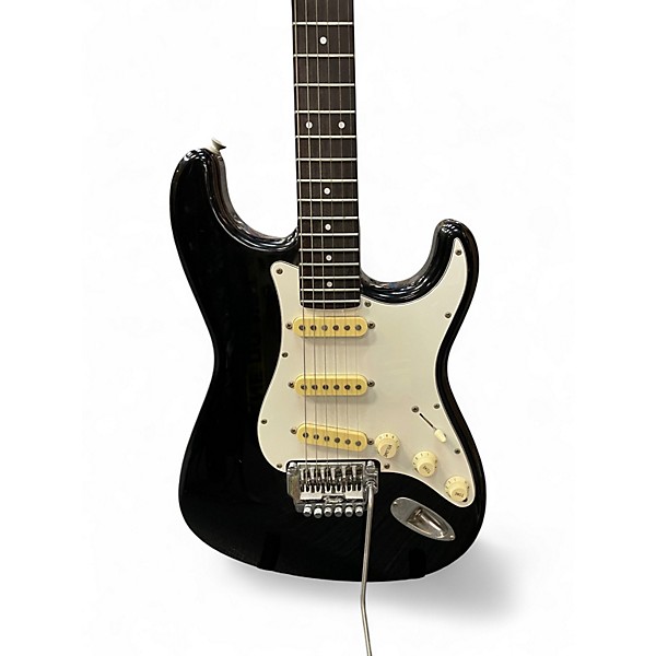 Vintage 1987 Fender Contemporary Stratocaster Black and Silver Solid Body Electric Guitar