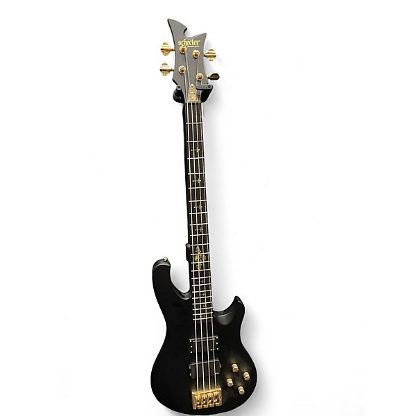 Used Schecter Guitar Research Johnny Christ Signature Black and Gold Electric Bass Guitar
