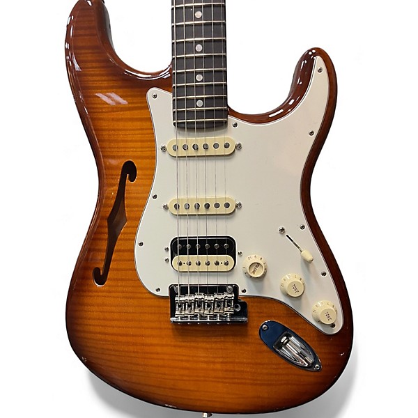 Used 2019 Fender Rarities Collection Thinline Stratocaster HSS VI0LIN BURST Hollow Body Electric Guitar