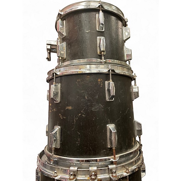 Used Pearl 7 Piece Vintage 1980's Black Drum Kit