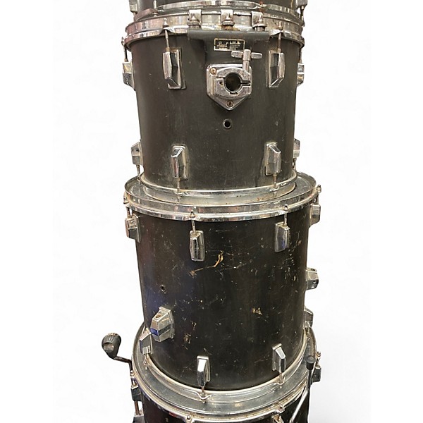 Used Pearl 7 Piece Vintage 1980's Black Drum Kit
