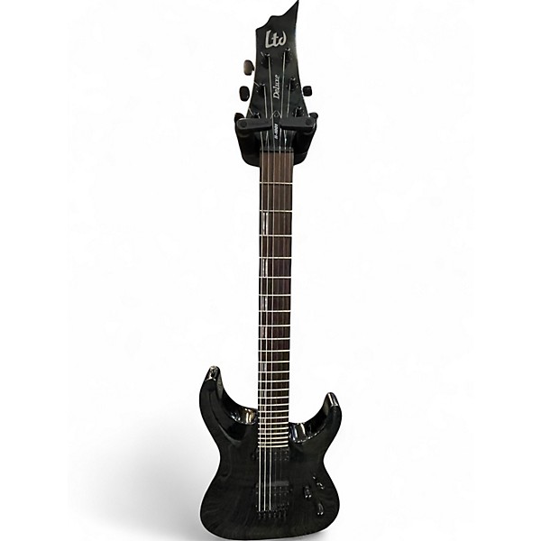 Used ESP LTD h-1001 Deluxe Trans Black Solid Body Electric Guitar