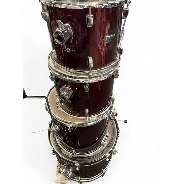 Used Ludwig 4 Piece accent cs combo red Drum Kit