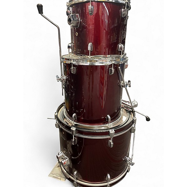 Used Ludwig 4 Piece accent cs combo red Drum Kit