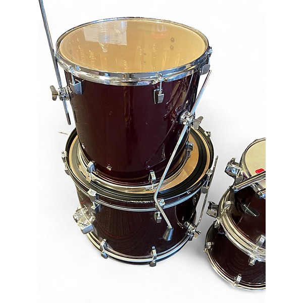 Used Ludwig 4 Piece accent cs combo red Drum Kit