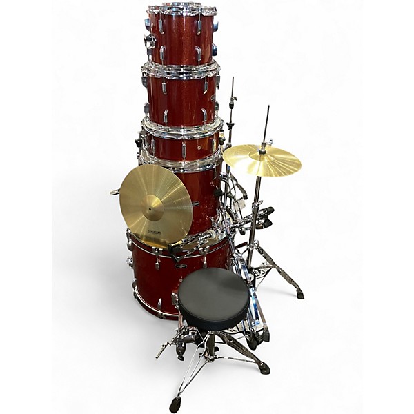 Used TAMA 5 Piece STAGESTAR COMPLETE 5 PIECE RED SPARKLE Drum Kit