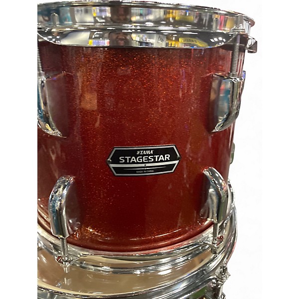 Used TAMA 5 Piece STAGESTAR COMPLETE 5 PIECE RED SPARKLE Drum Kit