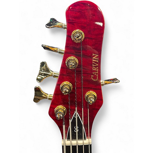 Used Carvin SB5000F Trans Red Electric Bass Guitar
