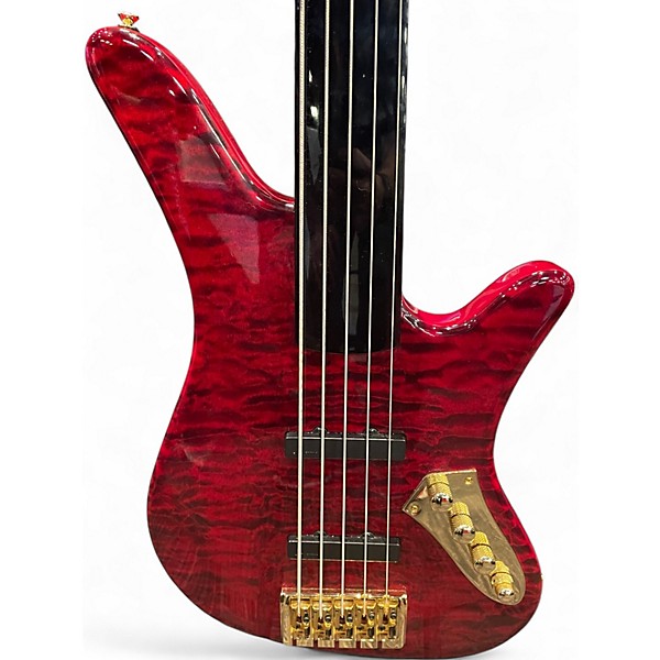 Used Carvin SB5000F Trans Red Electric Bass Guitar