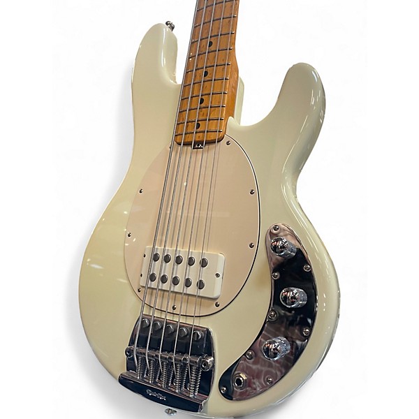 Used 2010 Ernie Ball Music Man Classic StingRay5 Birdseye Maple Neck Maple Fretboard Vintage White Electric Bass Guitar