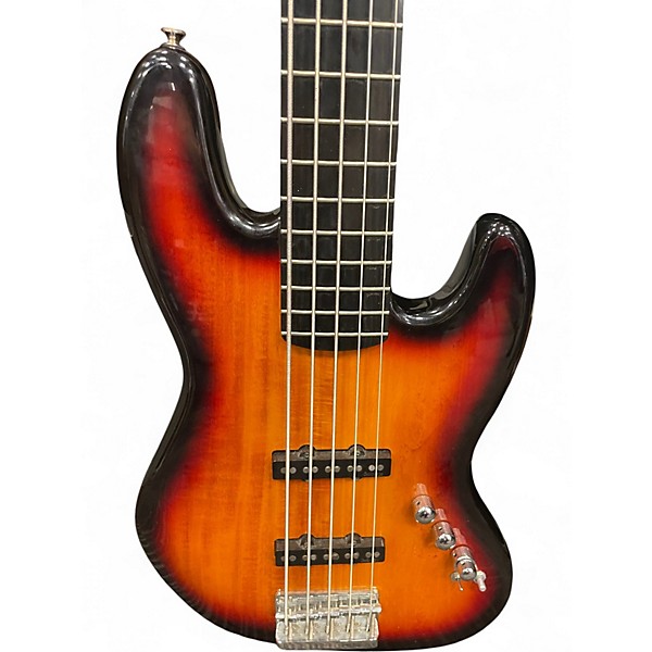 Used Squier Deluxe Jazz Bass Active V 5 String 3 Color Sunburst Electric Bass Guitar