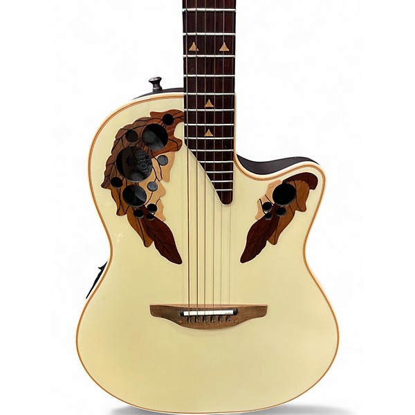 Used Ovation 1868 ELITE Vintage White Acoustic Electric Guitar