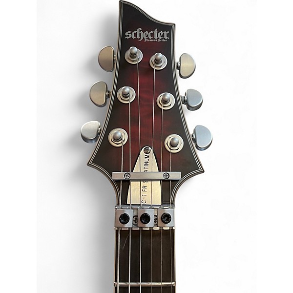 Used Schecter Guitar Research C1 FR Platinum Crimson Red Burst Solid Body Electric Guitar