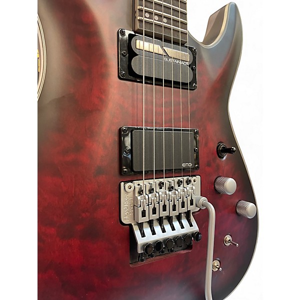 Used Schecter Guitar Research C1 FR Platinum Crimson Red Burst Solid Body Electric Guitar