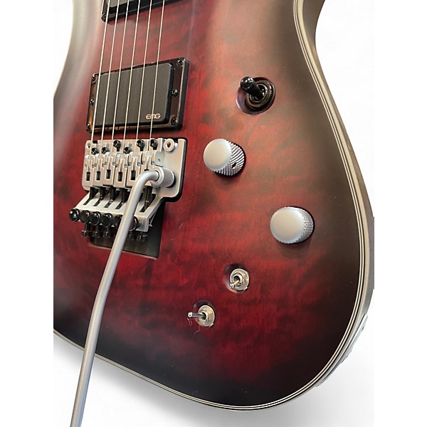 Used Schecter Guitar Research C1 FR Platinum Crimson Red Burst Solid Body Electric Guitar