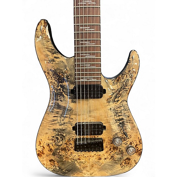Used Schecter Guitar Research Omen Elite 7-String Burl Charcoal Solid Body Electric Guitar