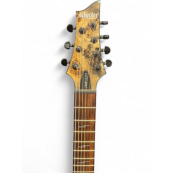 Used Schecter Guitar Research Omen Elite 7-String Burl Charcoal Solid Body Electric Guitar