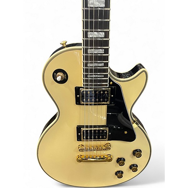 Used Epiphone Les Paul Custom Blackback Pro Antique Ivory Solid Body Electric Guitar