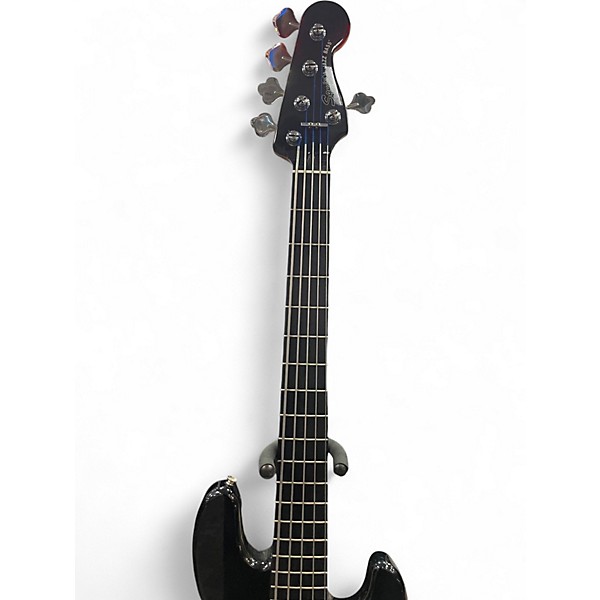 Used Squier Deluxe Jazz Bass Active V 5 String Black Electric Bass Guitar