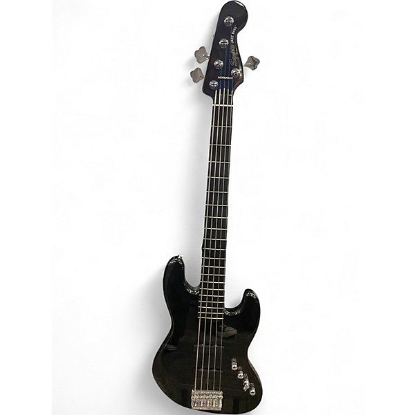 Used Squier Deluxe Jazz Bass Active V 5 String Black Electric Bass Guitar