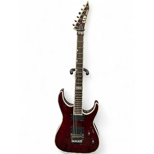 Used ESP LTD MH1000 Deluxe Trans Crimson Red Solid Body Electric Guitar
